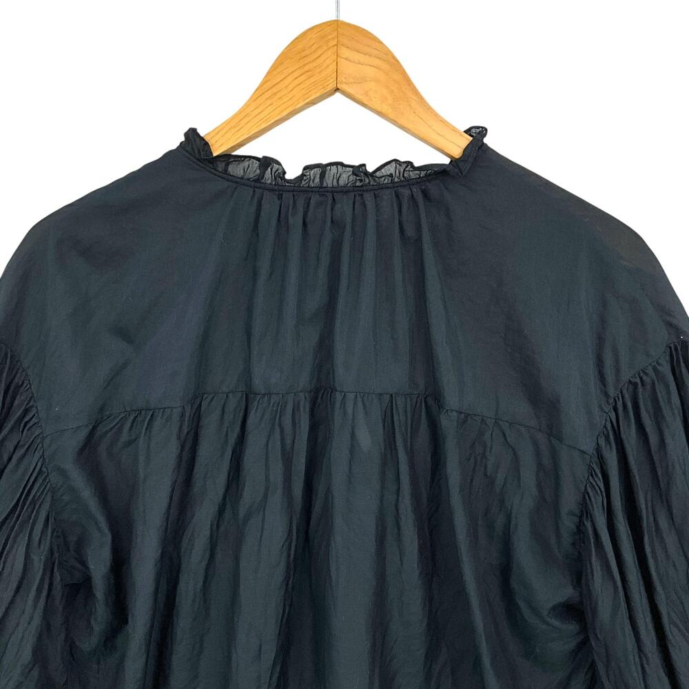 Alice + Olivia Julius Voluminous Blouson Sleeve Blouse Womens Small Black - Picture 5 of 13